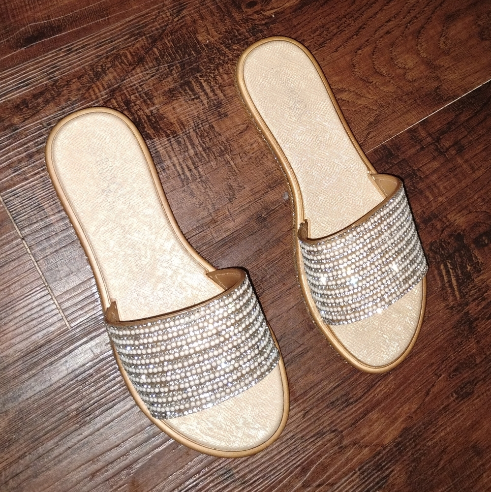 Elegant Gold and Silver Women's Slide Sandals